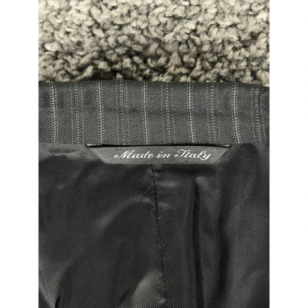 Canali Saks Fifth Avenue Mens Charcoal Gray Pinstripe Pure Wool Suit 54R Italy